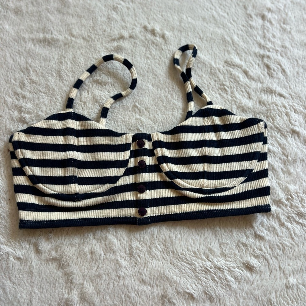 Roxy striped Black and Cream Crop Top